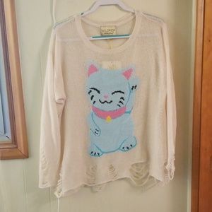 NWT Wildfox Fat Cat Lennon sweater